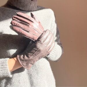 100% genuine leather brown women’s gloves